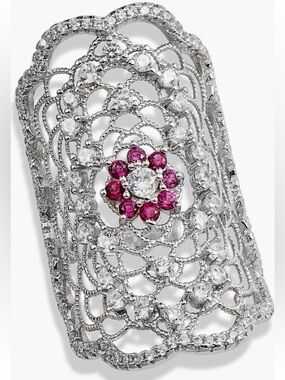Savvy Cie Sterling Silver Cubic Zirconia Ring Floral Filigree Ring NWT
